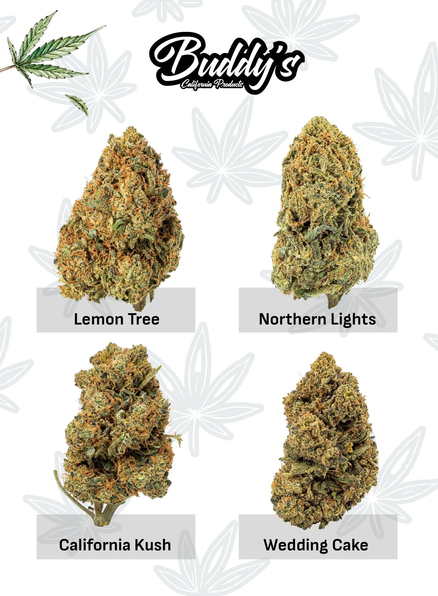 12g THC - X | Lemon Tree 3g + Wedding Cake 3g + California Kush 3g + Northern Lights 3g