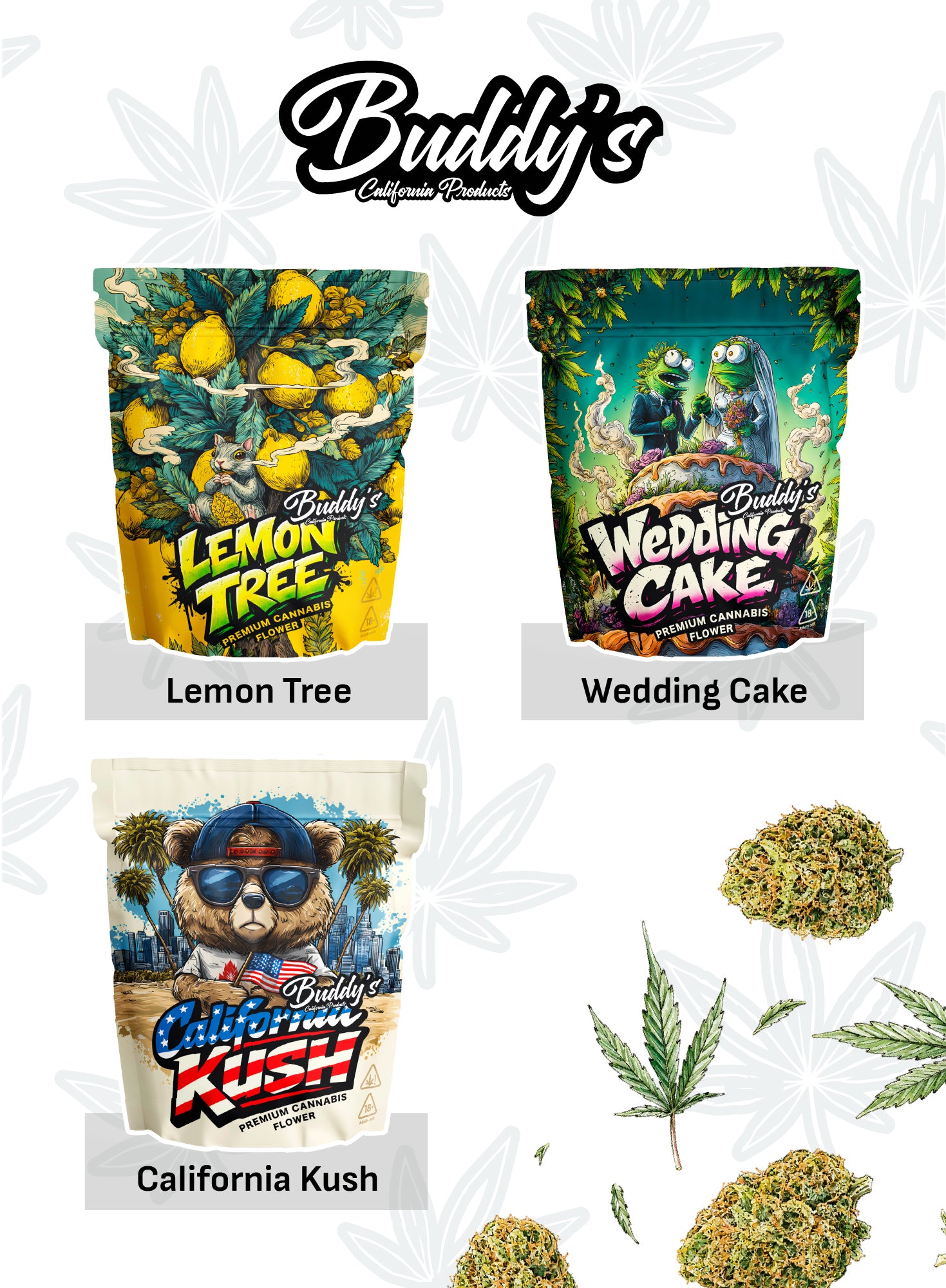 9g THC - X | Lemon Tree 3g + Wedding Cake 3g + California Kush 3g